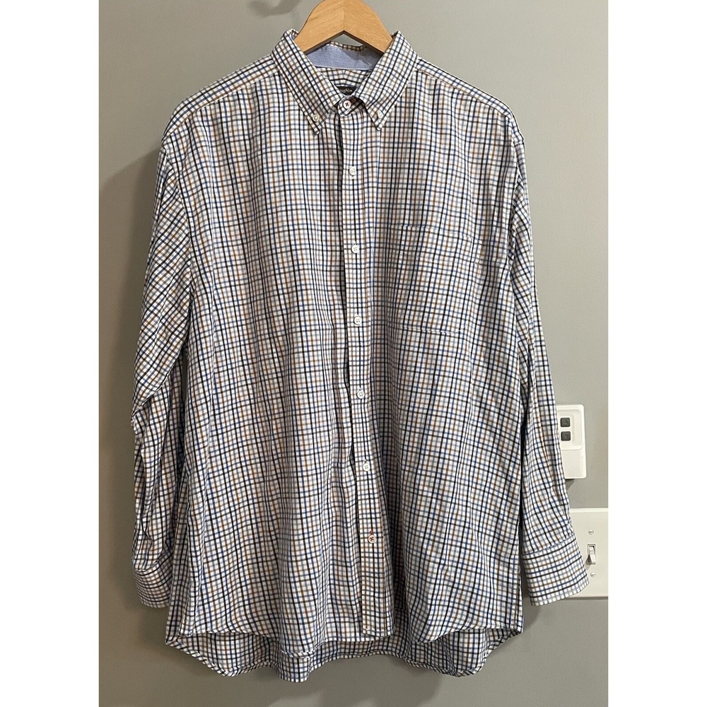 J McLaughlin Shirt Button Down Plaid Long Sleeve Cotton Mens‎ Size XL